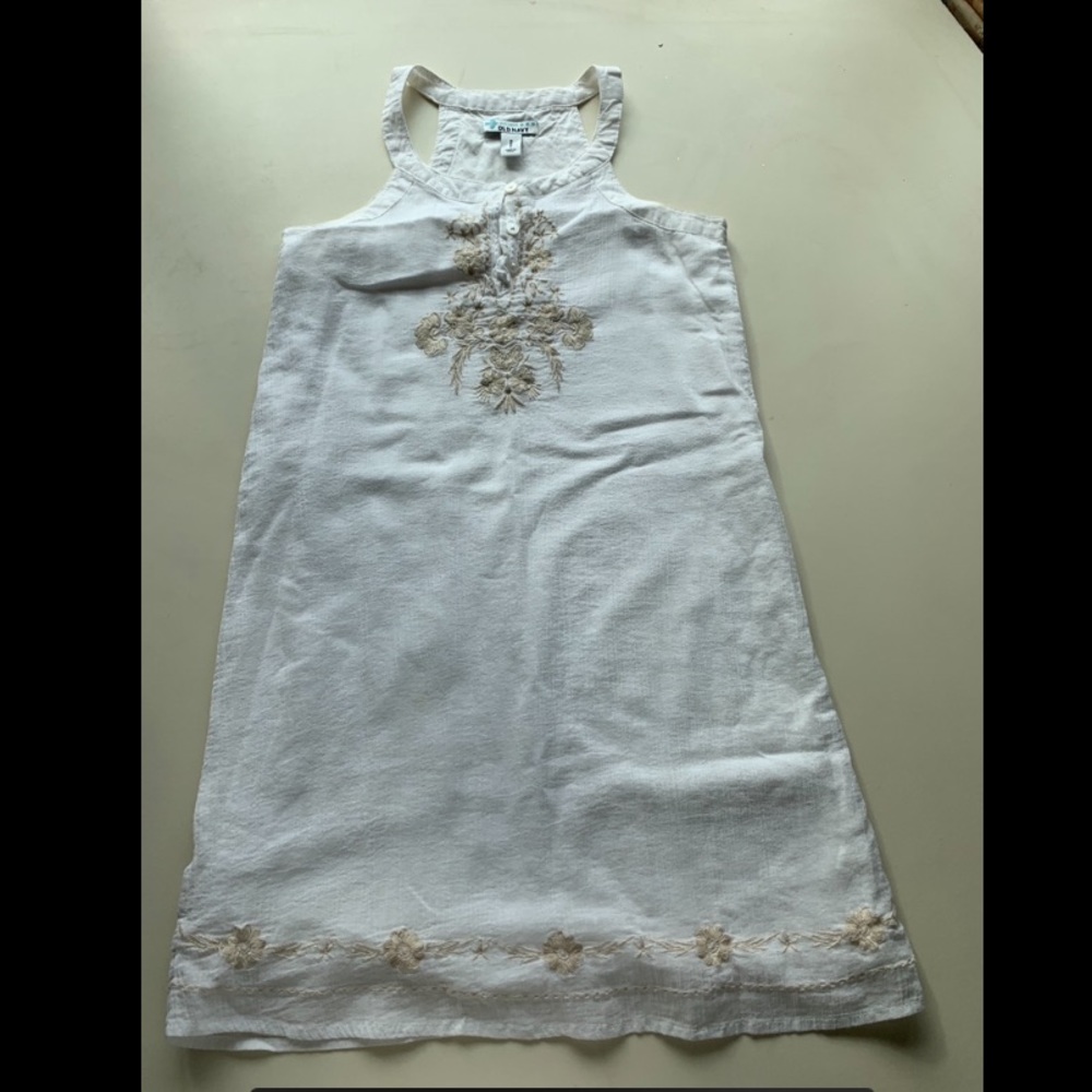 Girls white linen dress
